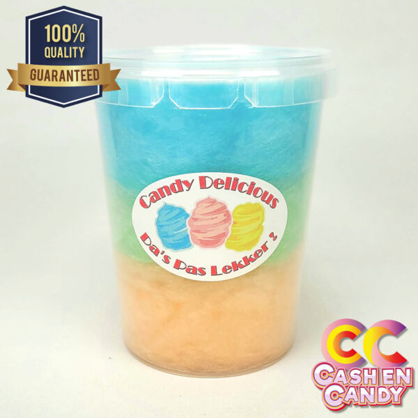 Suikerspin 05 Liter Oranje Groen Blauw Cash en Candy