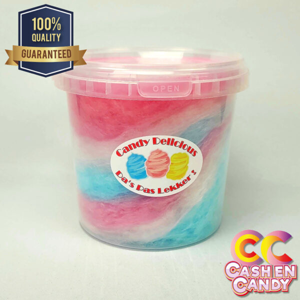 Suikerspin Swirl Roze Wit Blauw 1 Liter Cash en Candy 8720256361787